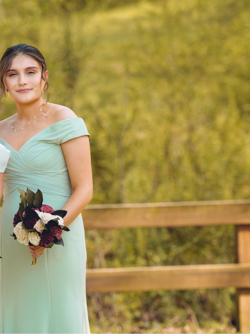 Azazie Mint Green Off-Shoulder Bridesmaid Dress